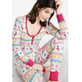 Partridge Fair Isle Women's Long Sleeve Henley 2 Piece Stretch Pajamas